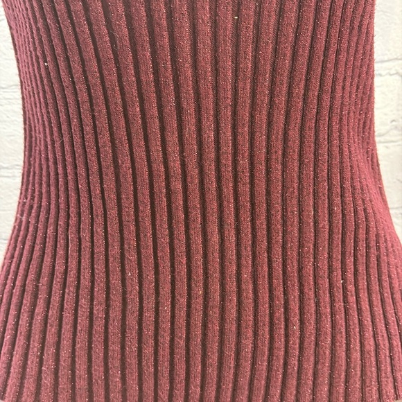 Apostrophe sparkly burgundy ribbed turtleneck sweater - Picture 3 of 6